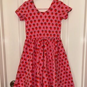 Alice + Ames Strawberry Print Pink Kids Dress
